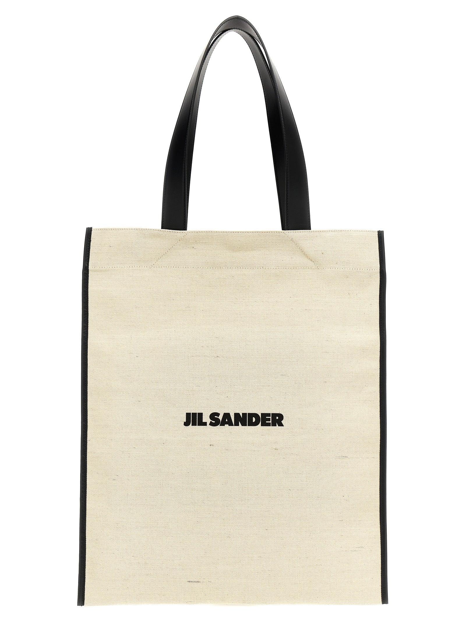 JIL SANDER Medium Flat Shopping Bag In White/black Product Image