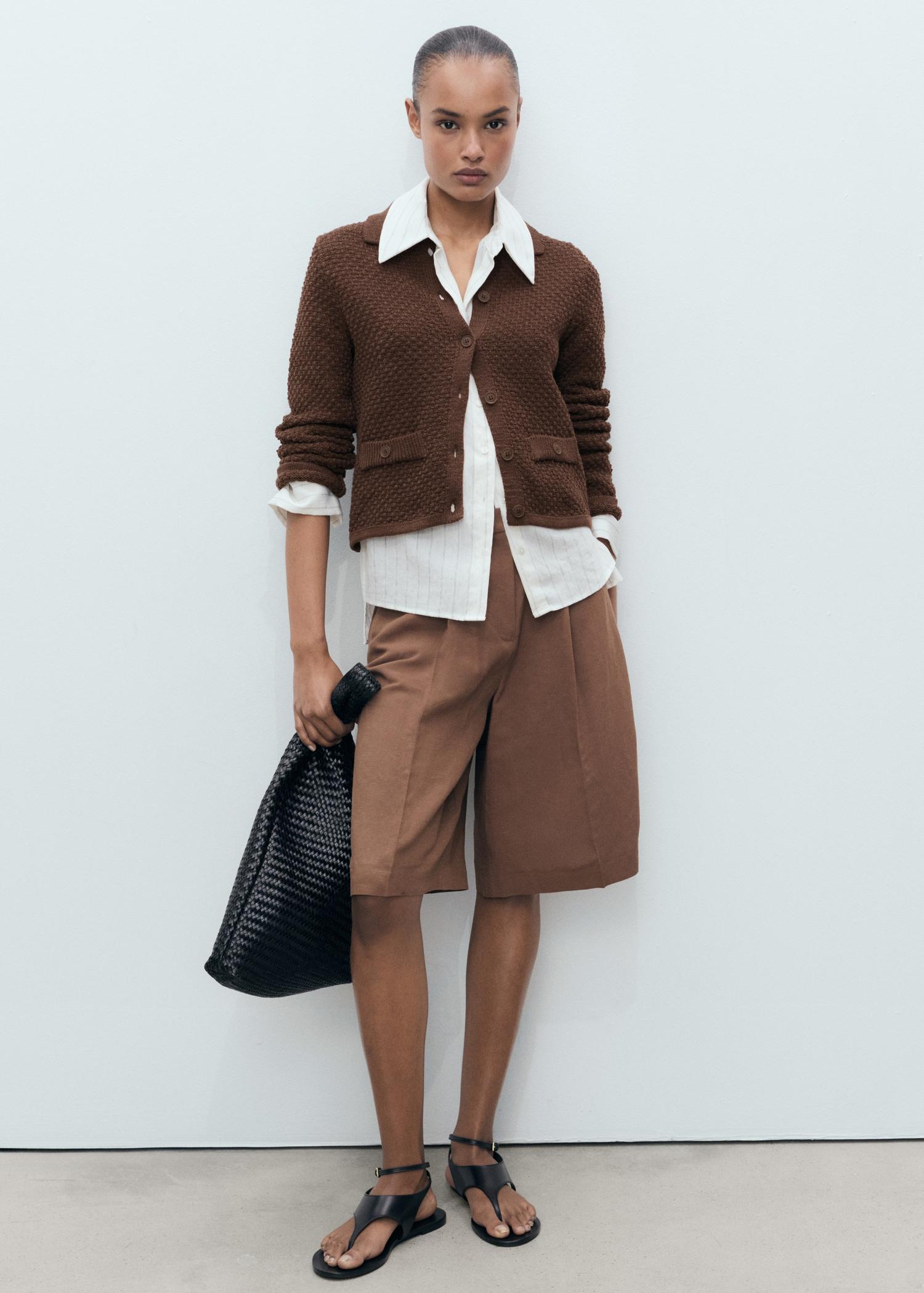 Polo-neck knitted jacket - Women | MANGO USA Product Image