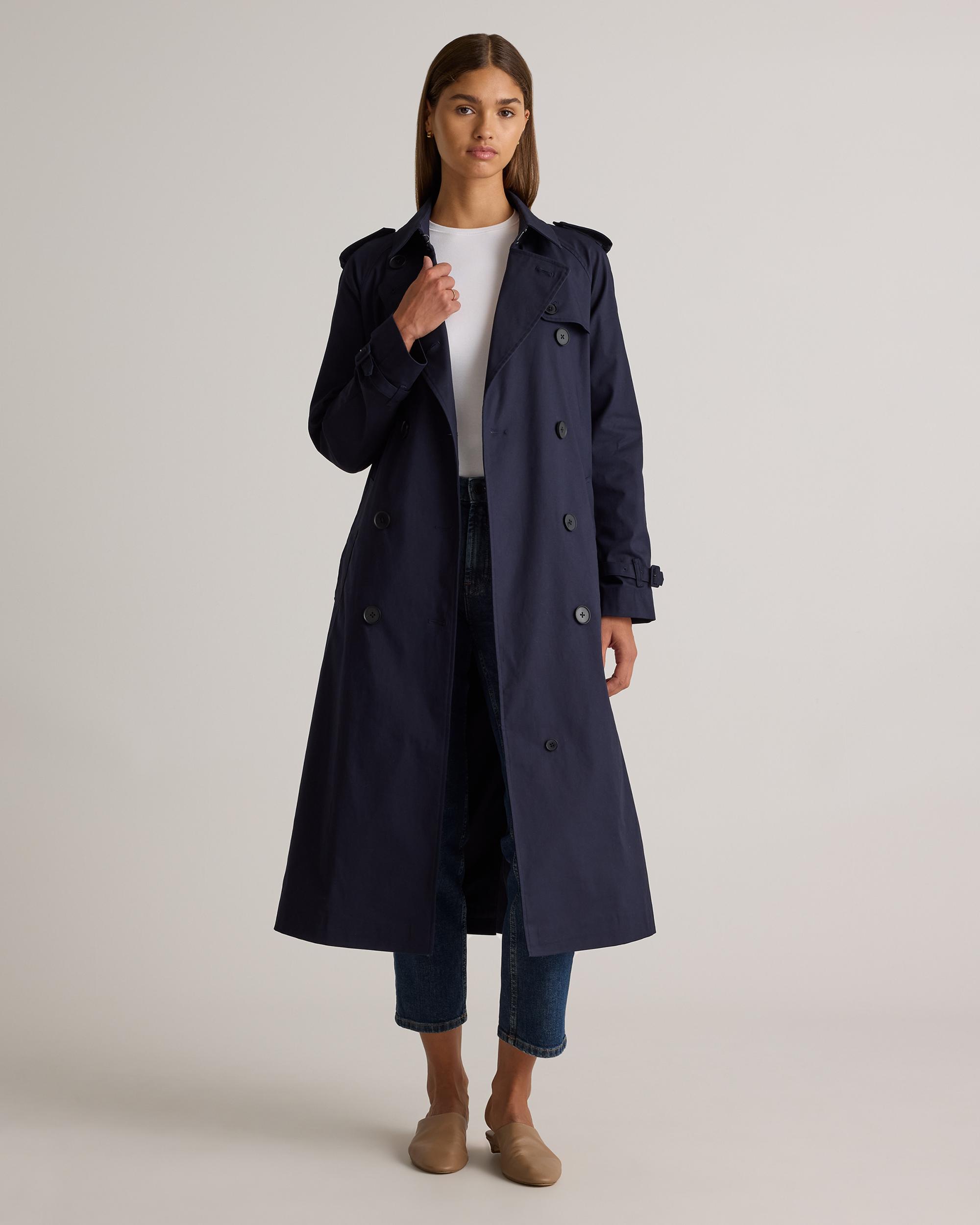 Quince | Women's Comfort Stretch Long Trench Coat Organic Cotton Product Image