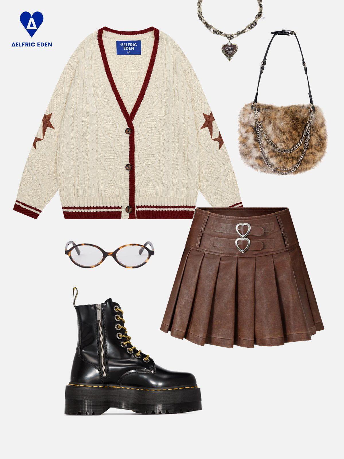 Aelfric Eden Color Blocking Star V-Neck Cardigan Product Image