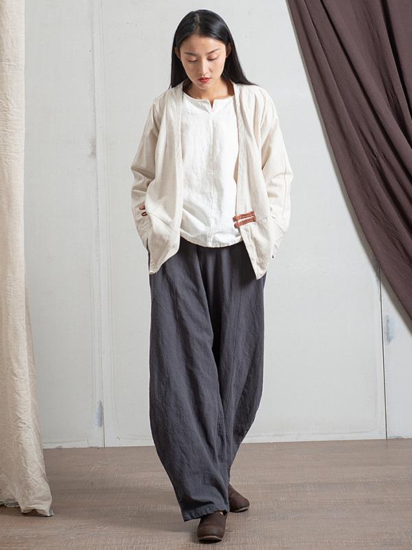 Simple High Waisted Solid Color Wide Leg Pants Product Image