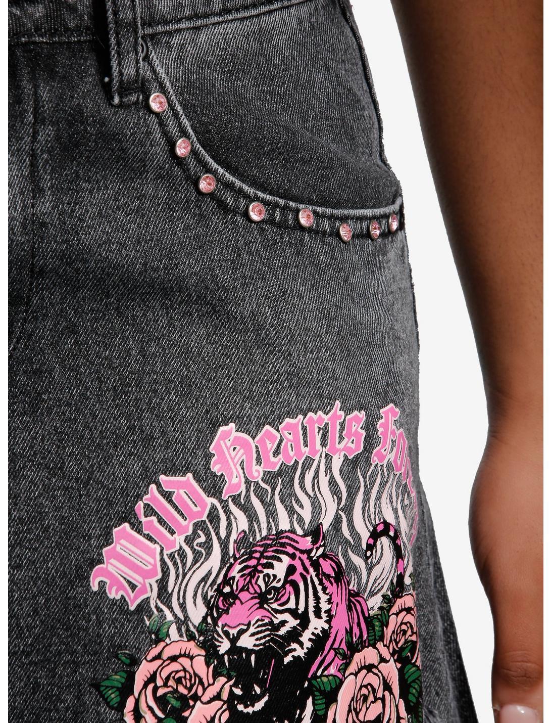 Sweet Society Pink Tiger Denim Mini Skirt Product Image