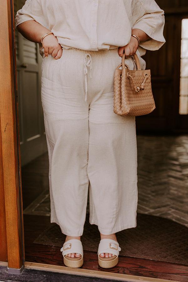 Coastal Town High Waist Linen-Blend Pants Curves Product Image