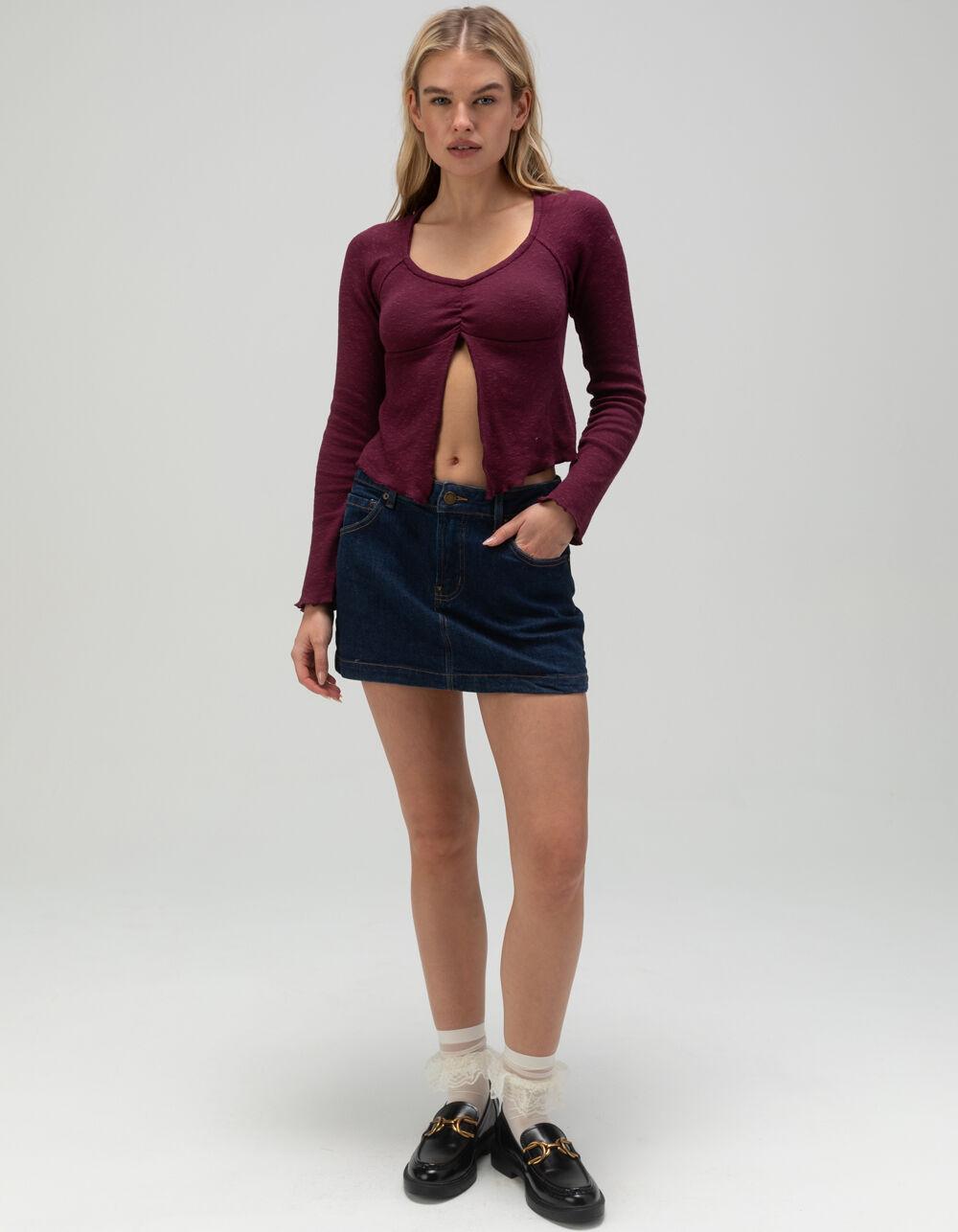 RSQ Womens Long Sleeve Flyaway Top - BURGUNDY Product Image