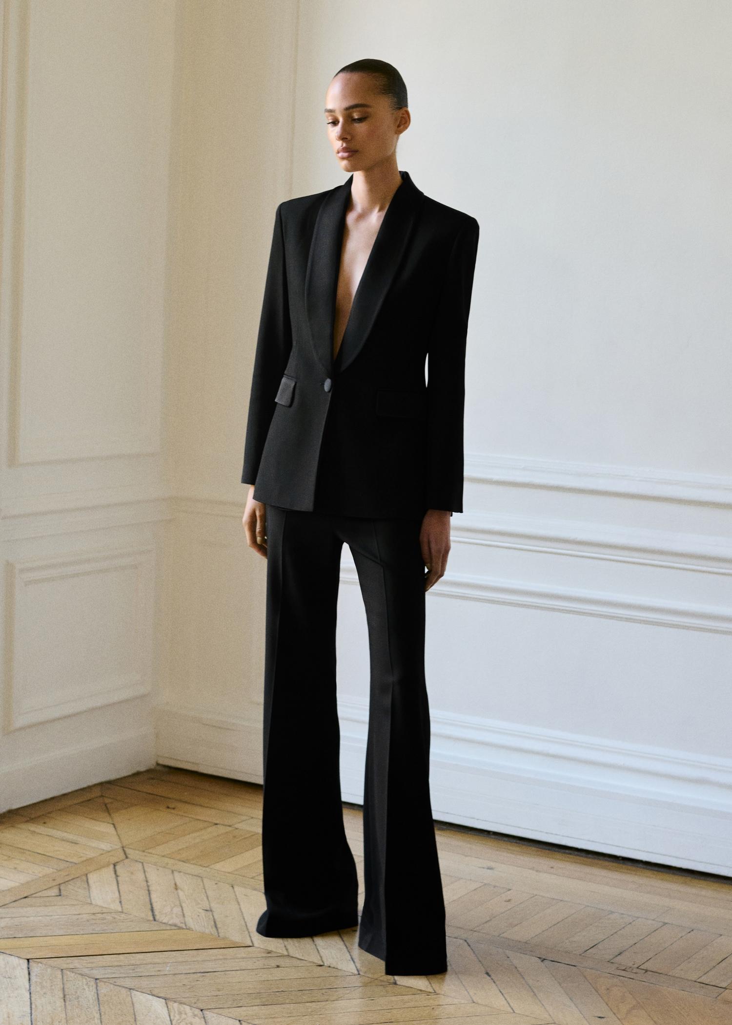 Suit jacket with satin details - Women | MANGO USA Product Image