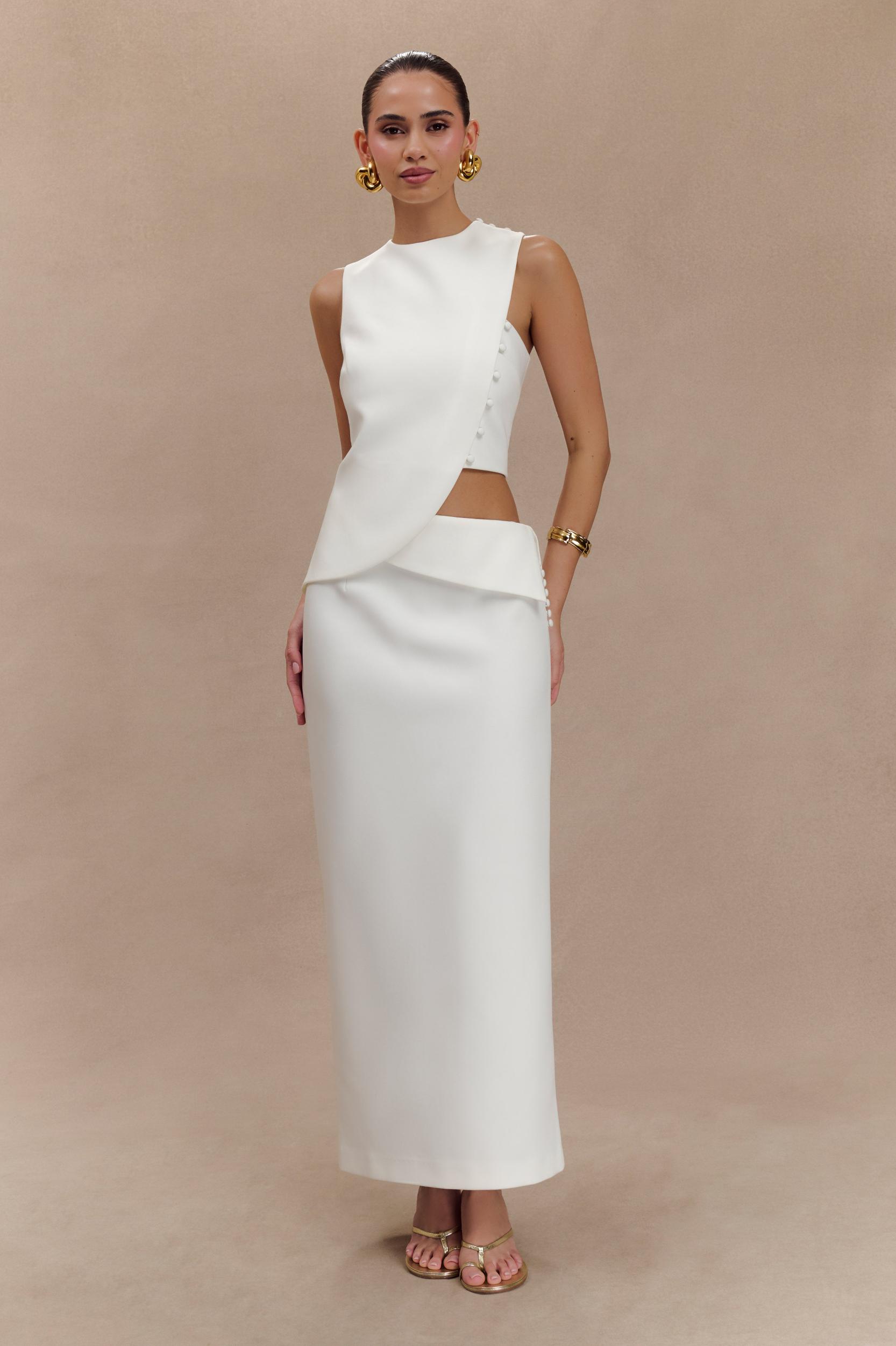 Astrid Suiting Midi Skirt - White Product Image