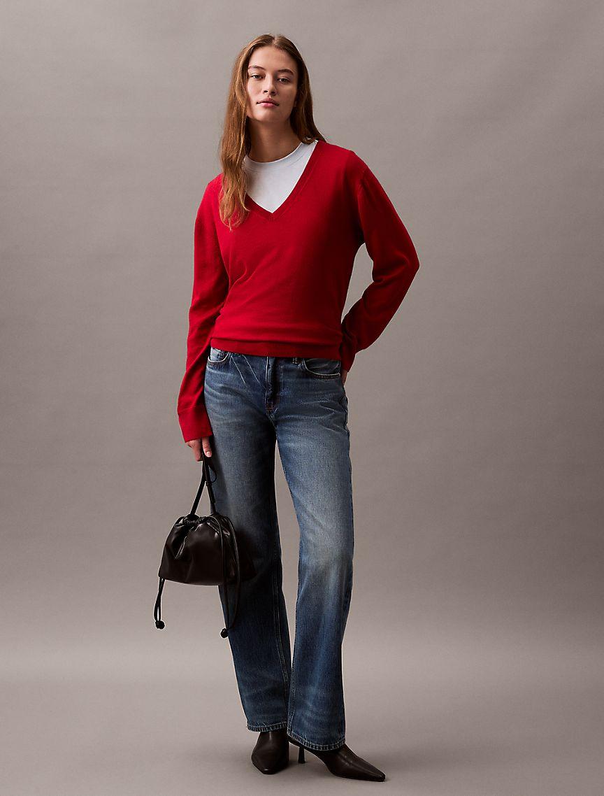 Extra Fine Merino Blend V-Neck Sweater Product Image