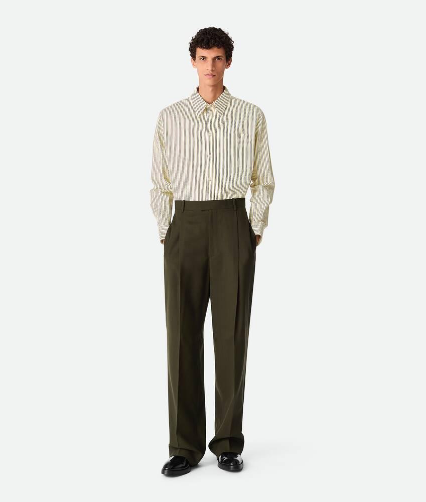 Men's Light Wool Wide Leg Trousers  in Dark forest Product Image