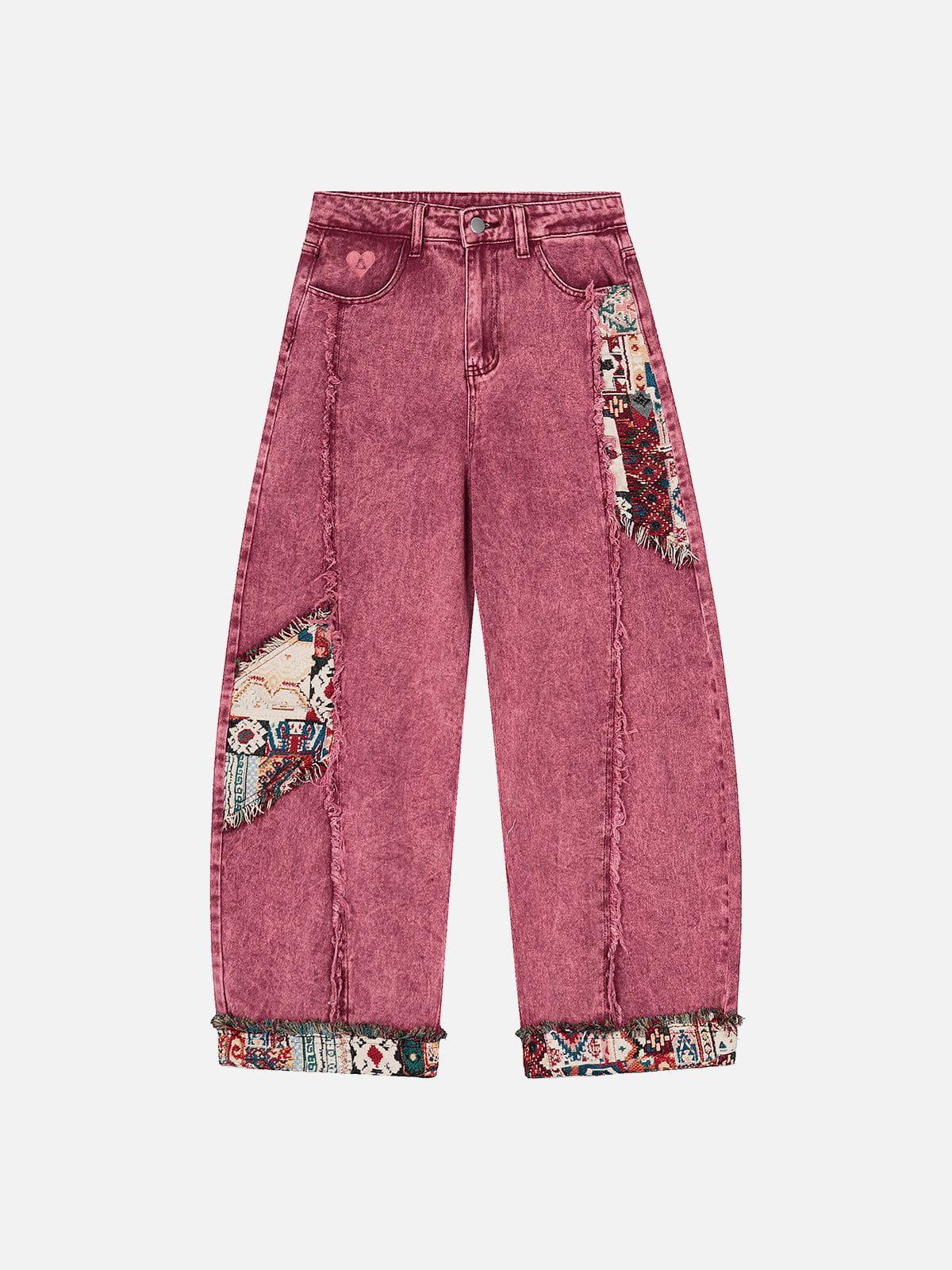 Aelfric Eden Frayed Ethnic Baaggy Barrel Jeans Product Image