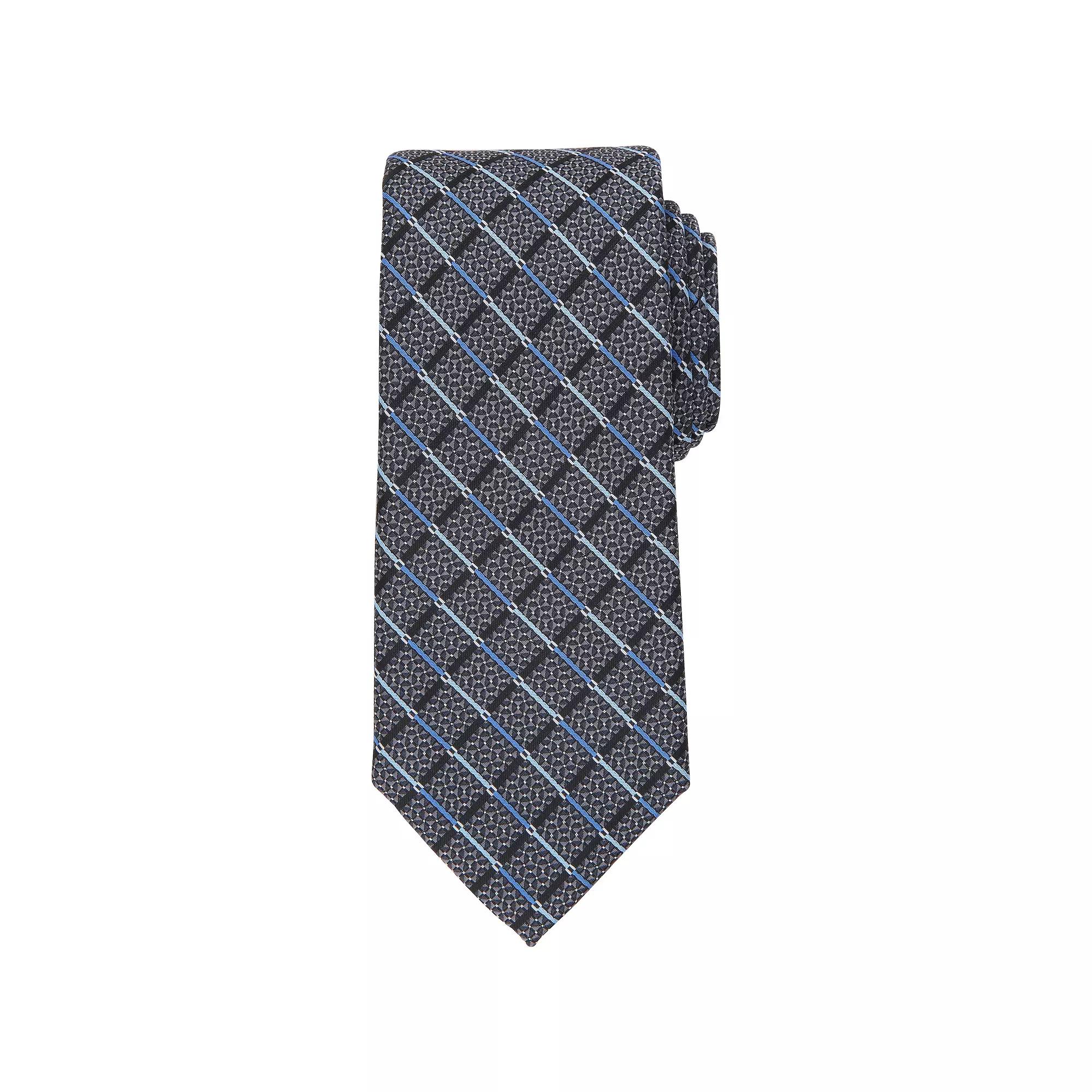 Men's Bespoke Patterned Tie, Black Valencia Product Image