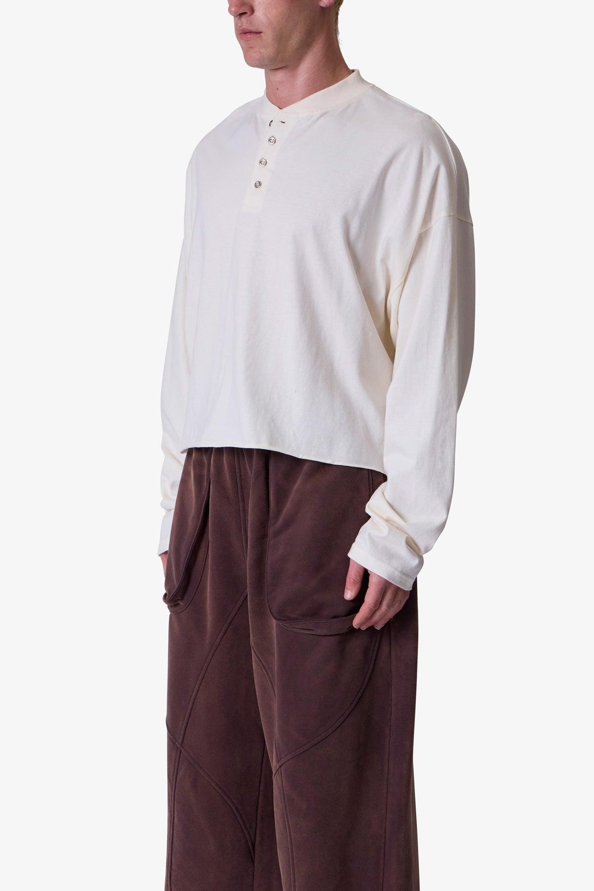 Button Fastened Oversized L/S Tee - Off White Product Image