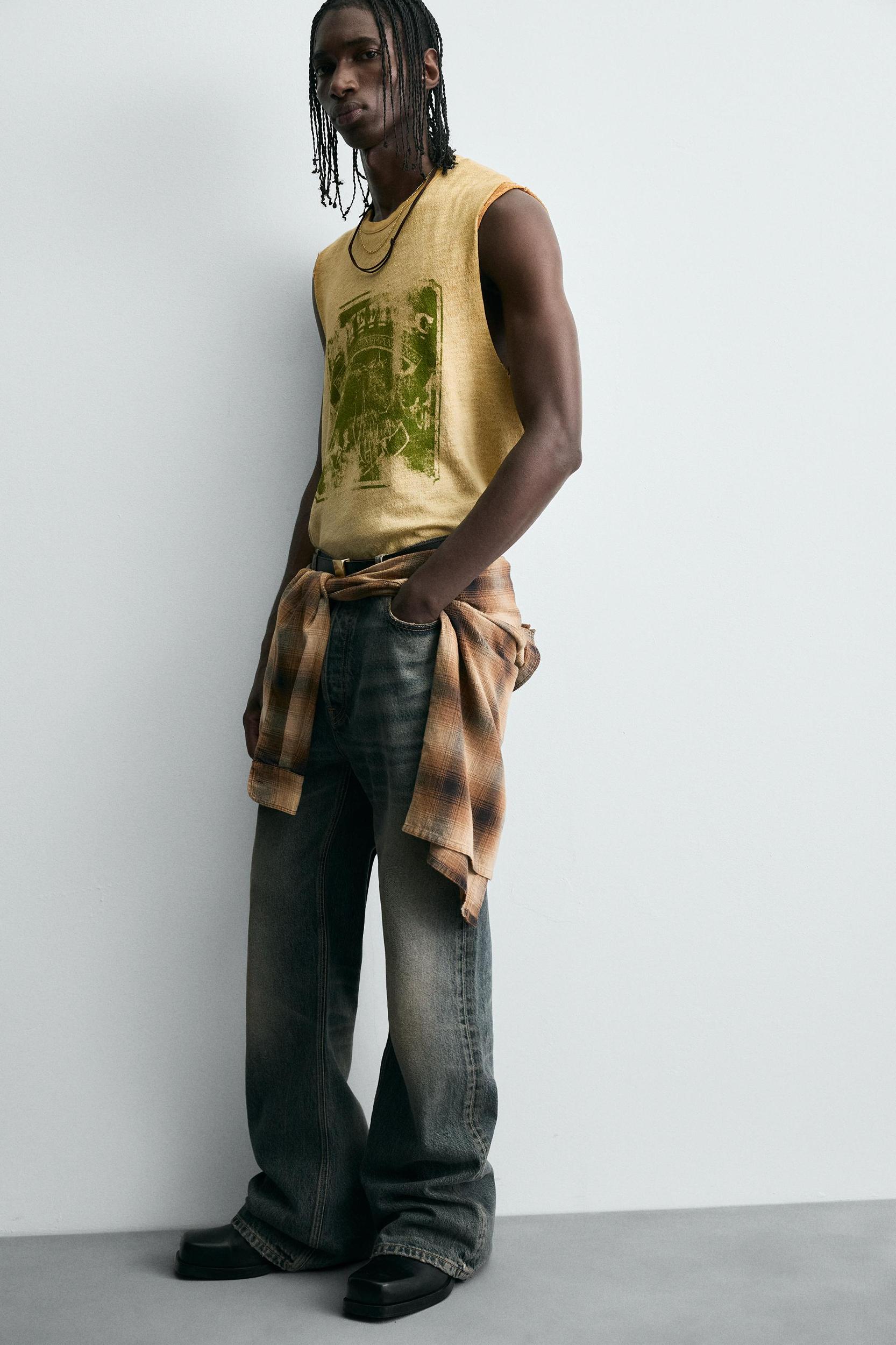 WASHED PRINT KNIT TANK TOP Product Image