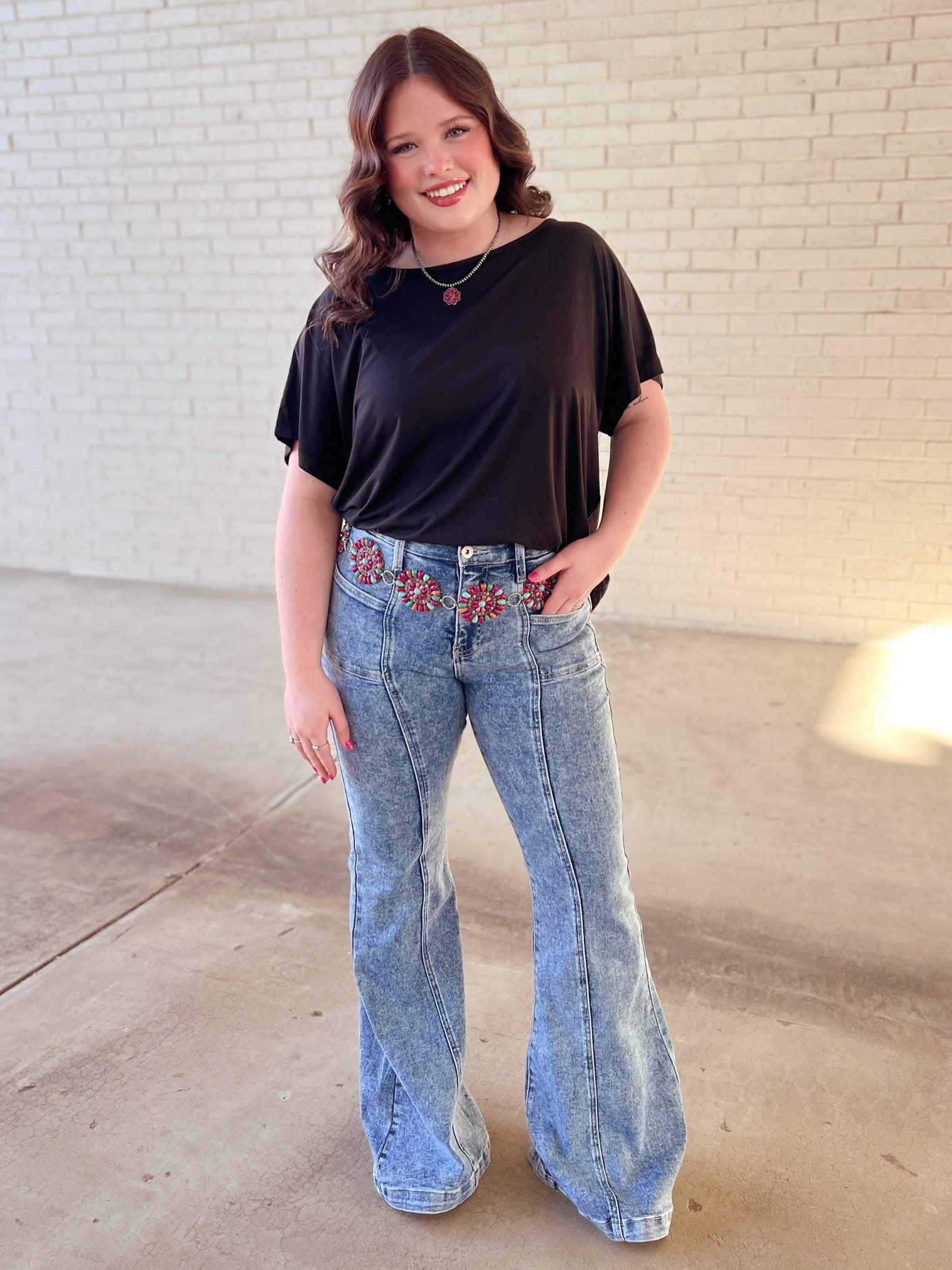 High Rise Tummy Control Bell Bottom With Outward Seam Product Image