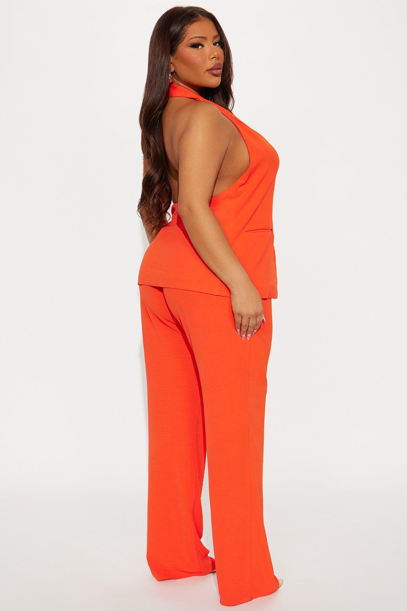 Clementine Backless Vest Pant Set - Orange Female Product Image