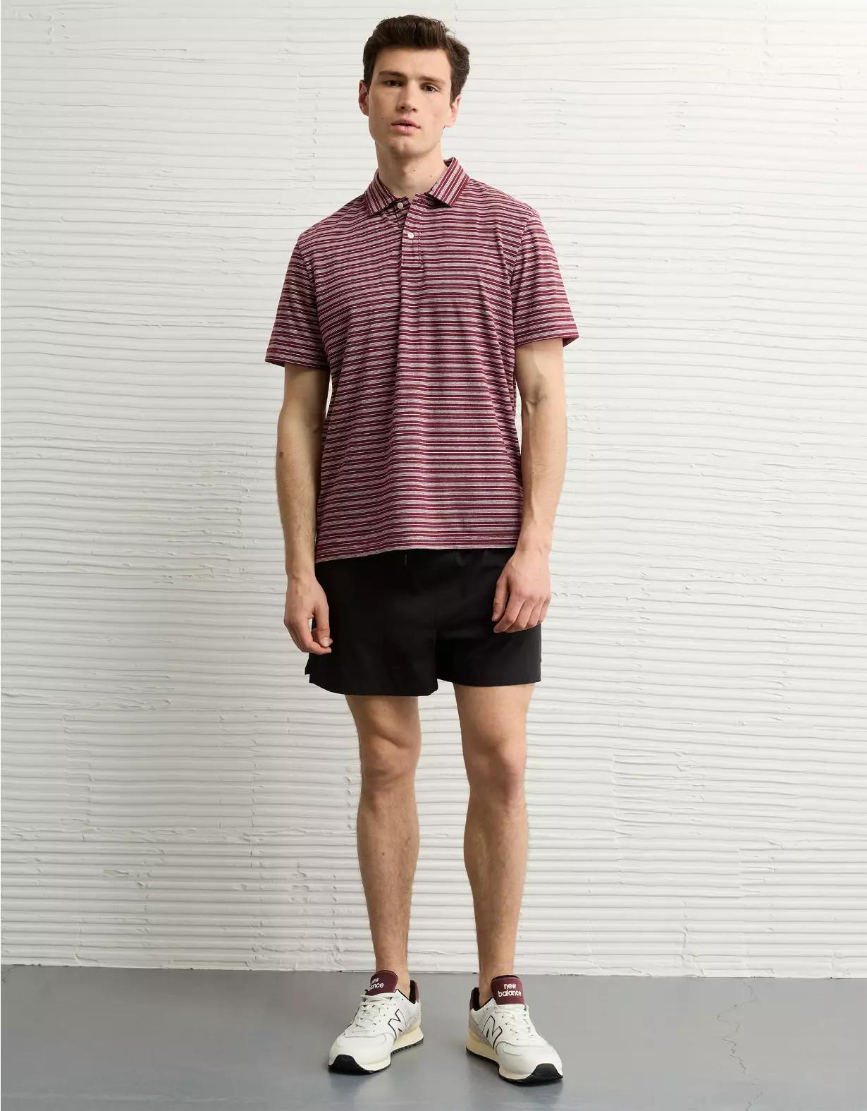 AE 24/7 Club Logo Striped Polo Shirt Product Image