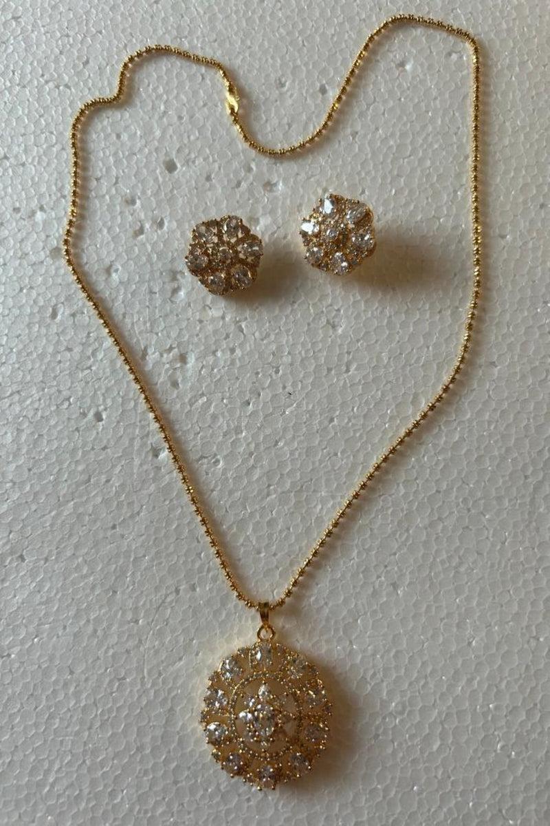 24 Kt Gold Plated Flower Shape Pendent Set Product Image