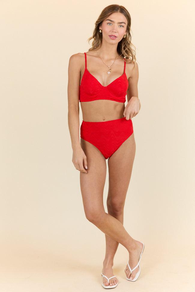 Lake Day Red Textured Bikini Bottoms FINAL SALE Product Image