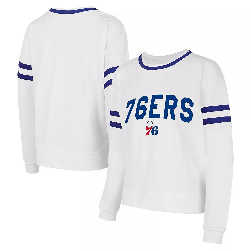 Women's Concepts Sport  White Philadelphia 76ers Borough Pullover Sweatshirt, Size: Medium, 76r White Product Image