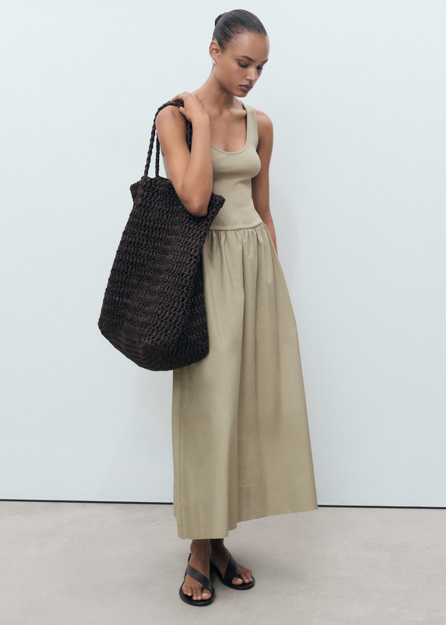 Flared dress in combined fabric - Women | MANGO USA Product Image