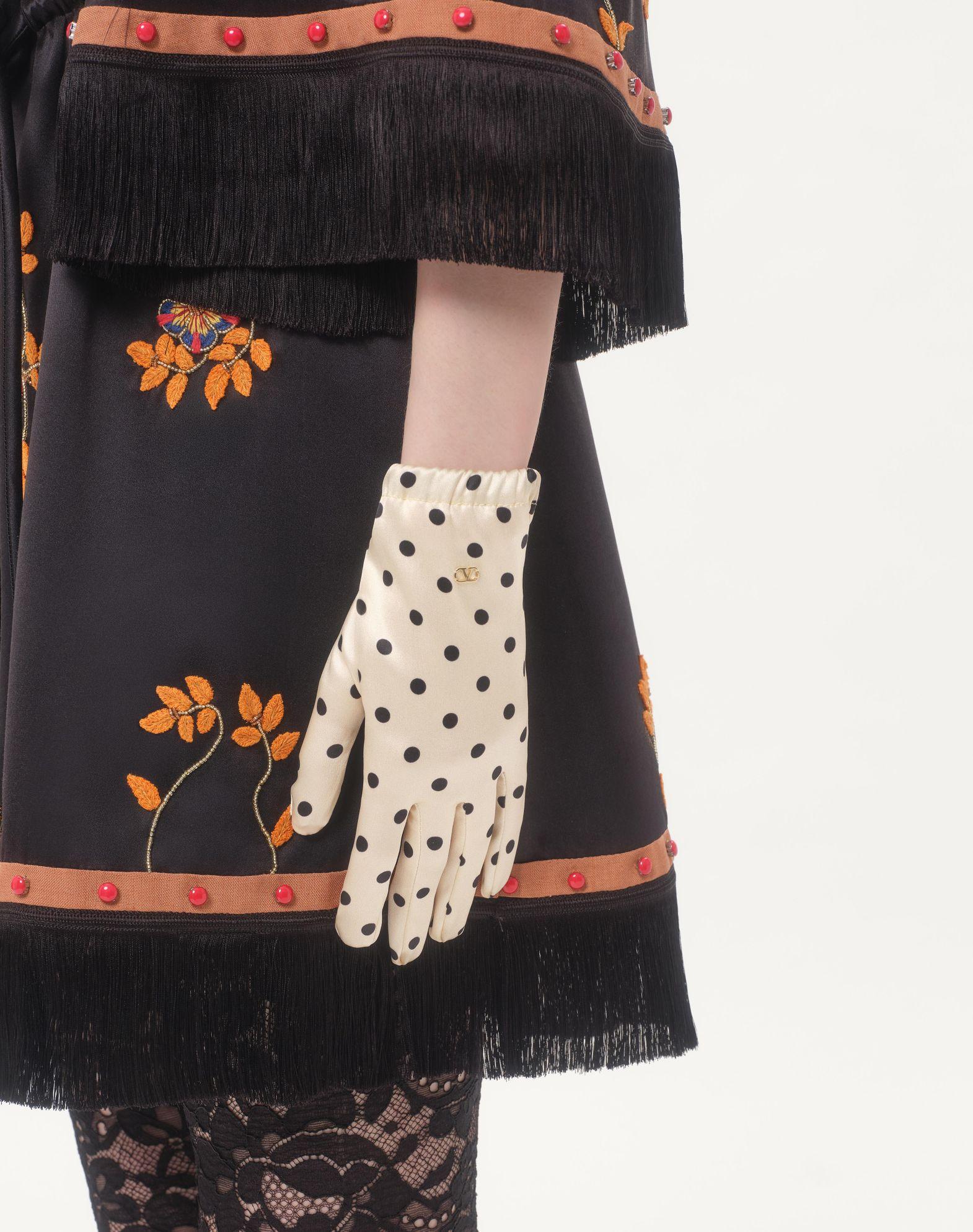 Vlogo Signature Polka Print Silk Gloves Product Image