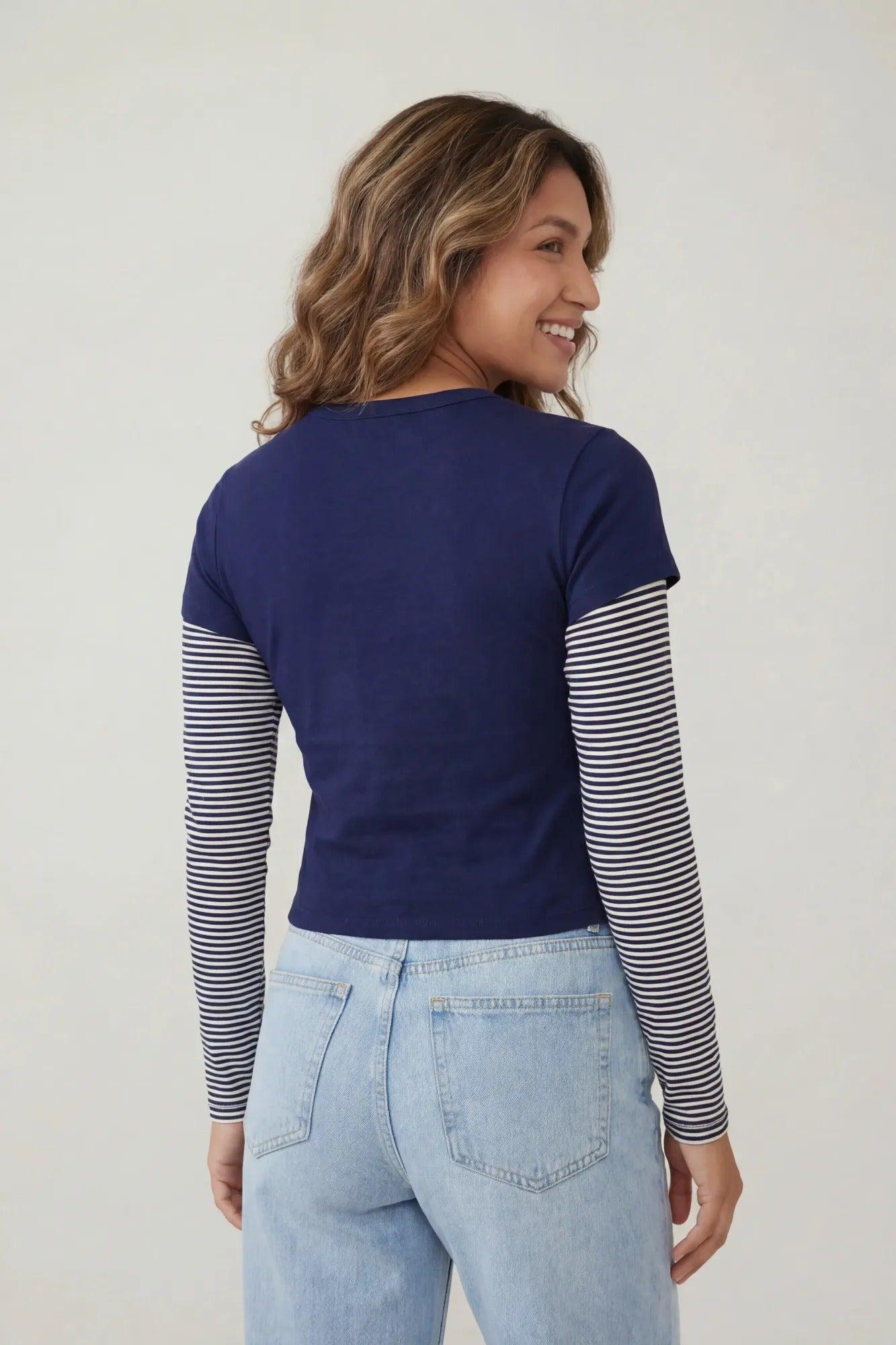 Double Sleeve Graphic T-Shirt Female Product Image