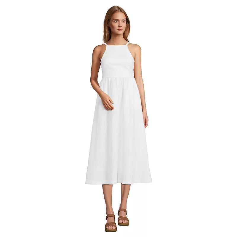 Women's Lands' End Linen Sleeveless Halter Midi Dress,  Product Image