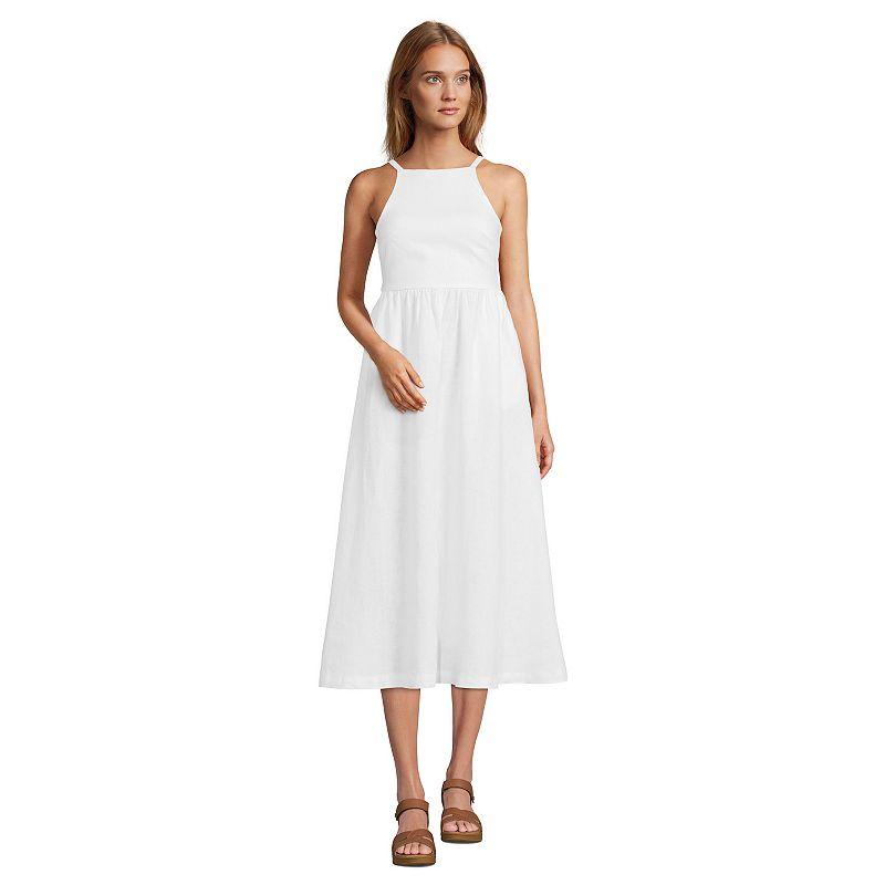 Women's Lands' End Linen Sleeveless Halter Midi Dress,  Product Image