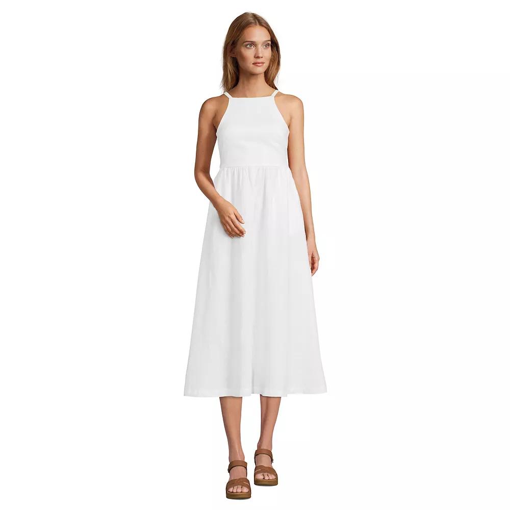 Women's Lands' End Linen Sleeveless Halter Midi Dress,  Product Image