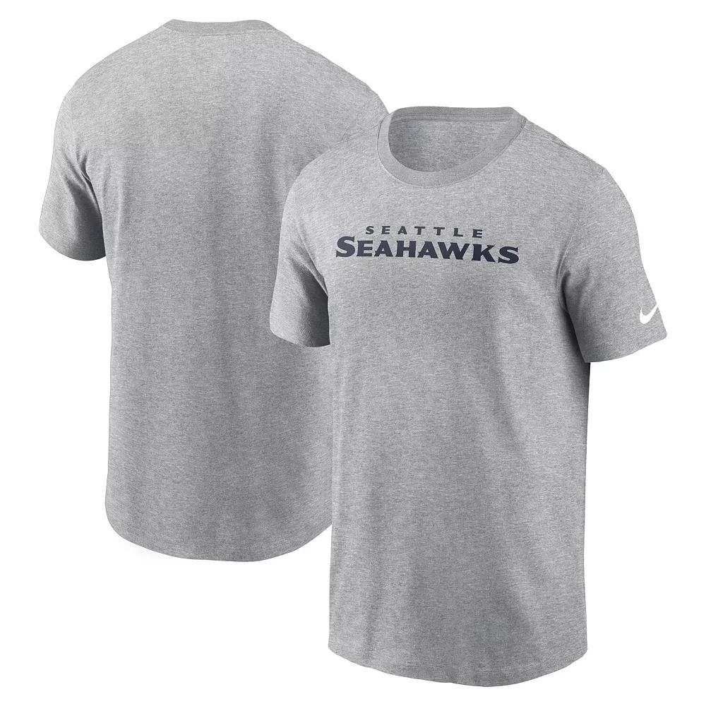 Men's Nike Heather Gray Seattle Seahawks Primetime Wordmark Essential T-Shirt,  Product Image