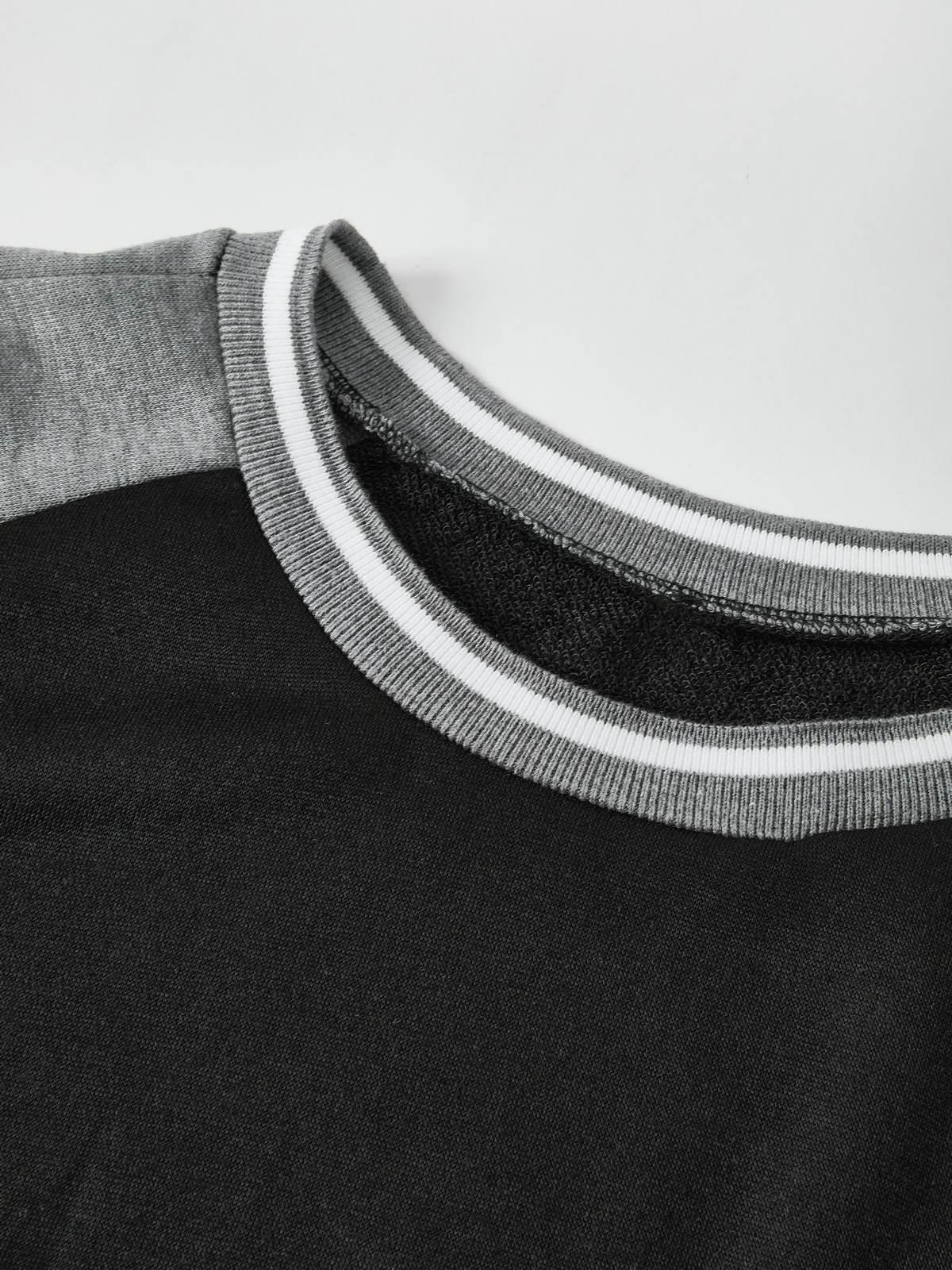 Patchwork Striped Crew Sweatshirt Product Image