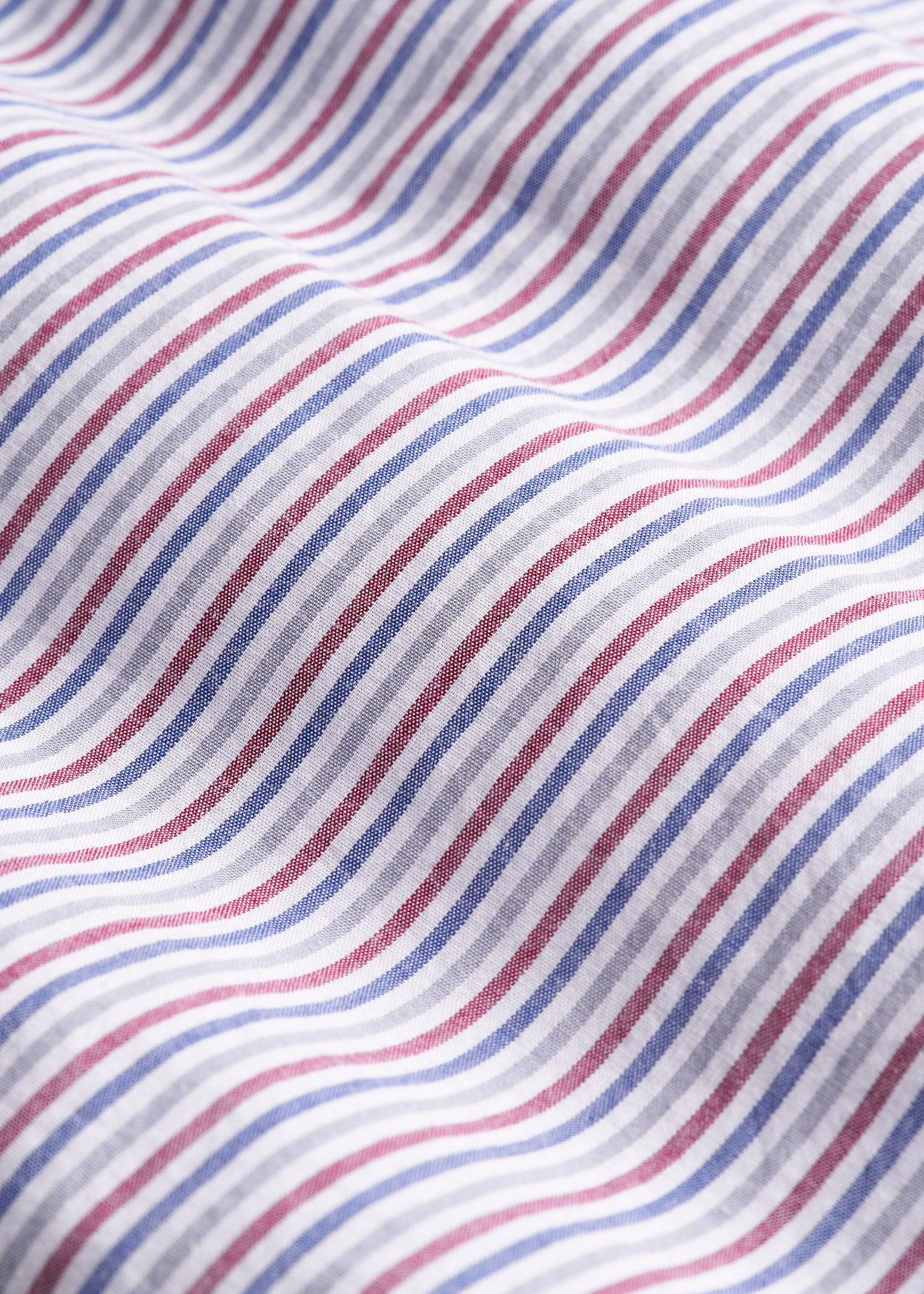 Soft-Wash Button-Up Shirt for Tall Men in Red and Blue Multi Stripe Male Product Image