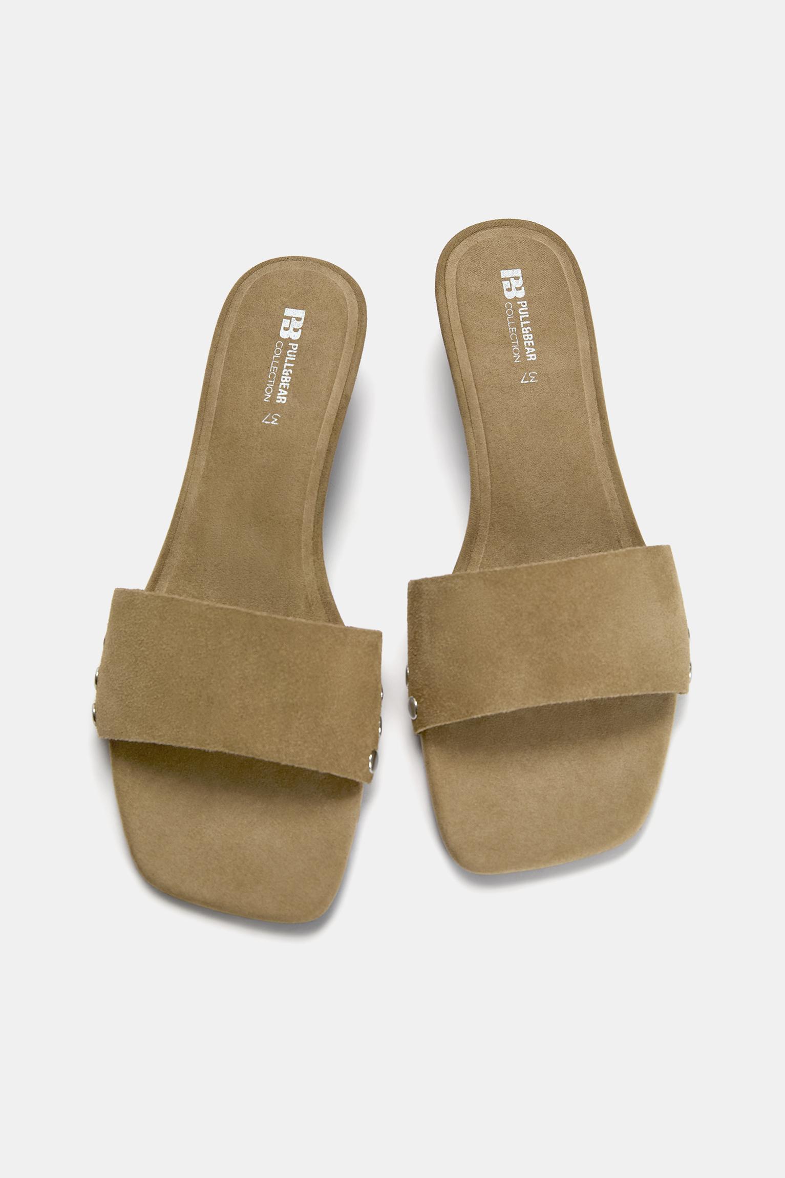 Studded leather heeled sandals Product Image