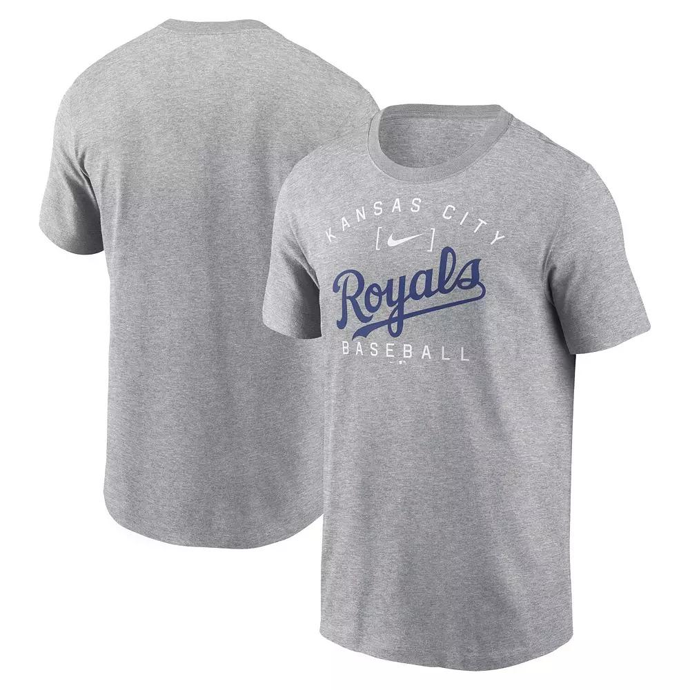 Men's Nike Heather Gray Kansas City Royals Home Team Athletic Arch T-Shirt, Size: 2XL, Grey Product Image