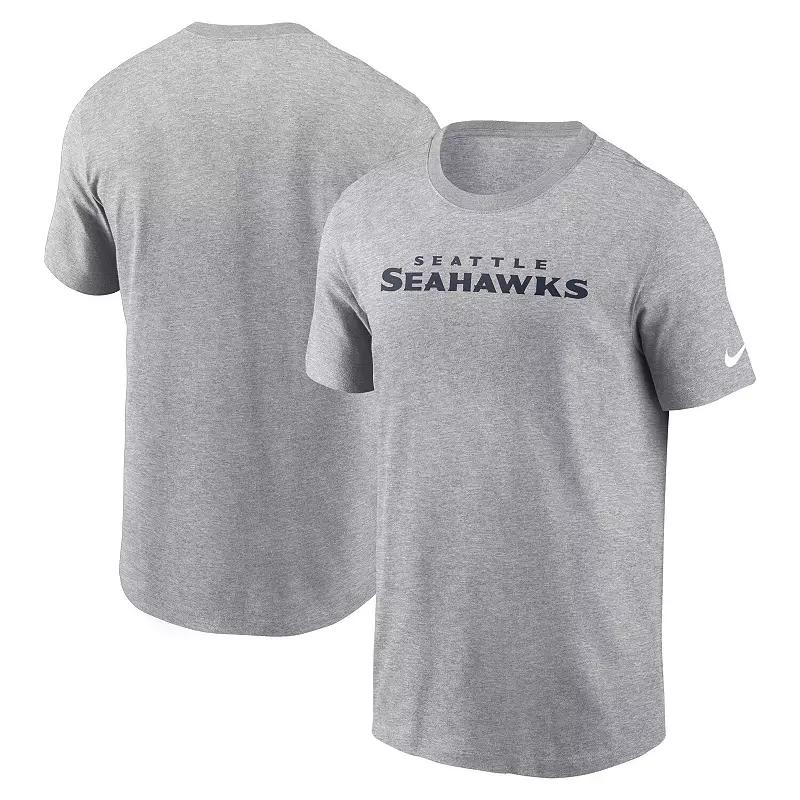 Men's Nike Heather Gray Seattle Seahawks Primetime Wordmark Essential T-Shirt,  Product Image