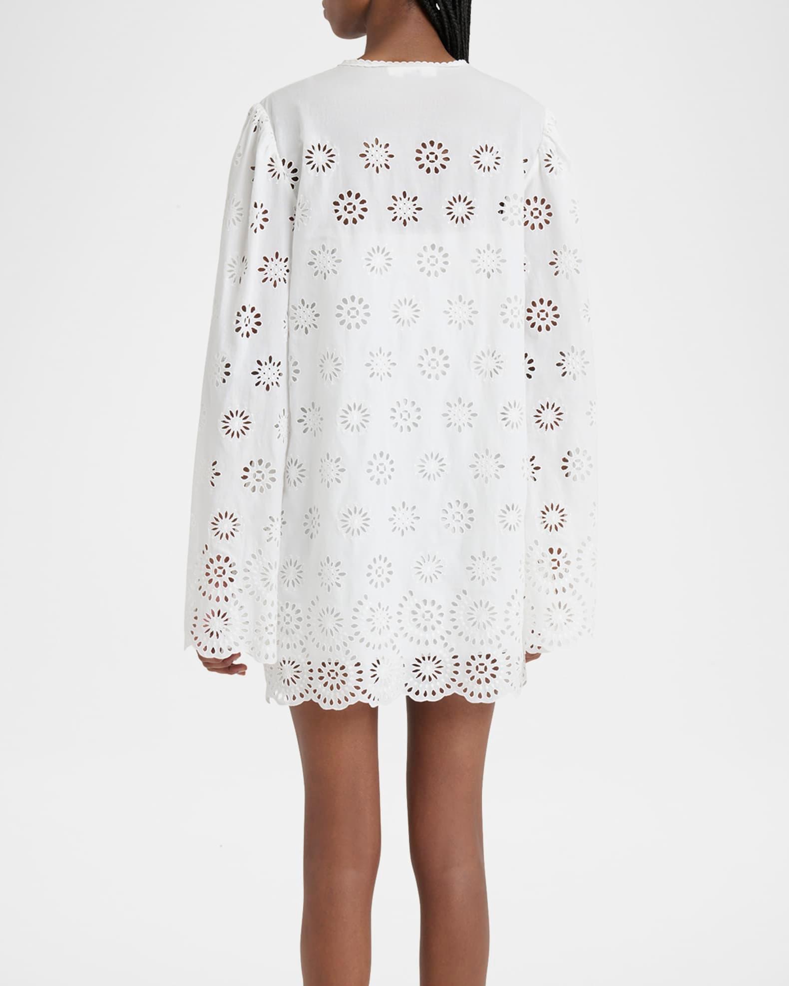 Scalloped Eyelet-Embroidered Mini Shift Dress Product Image