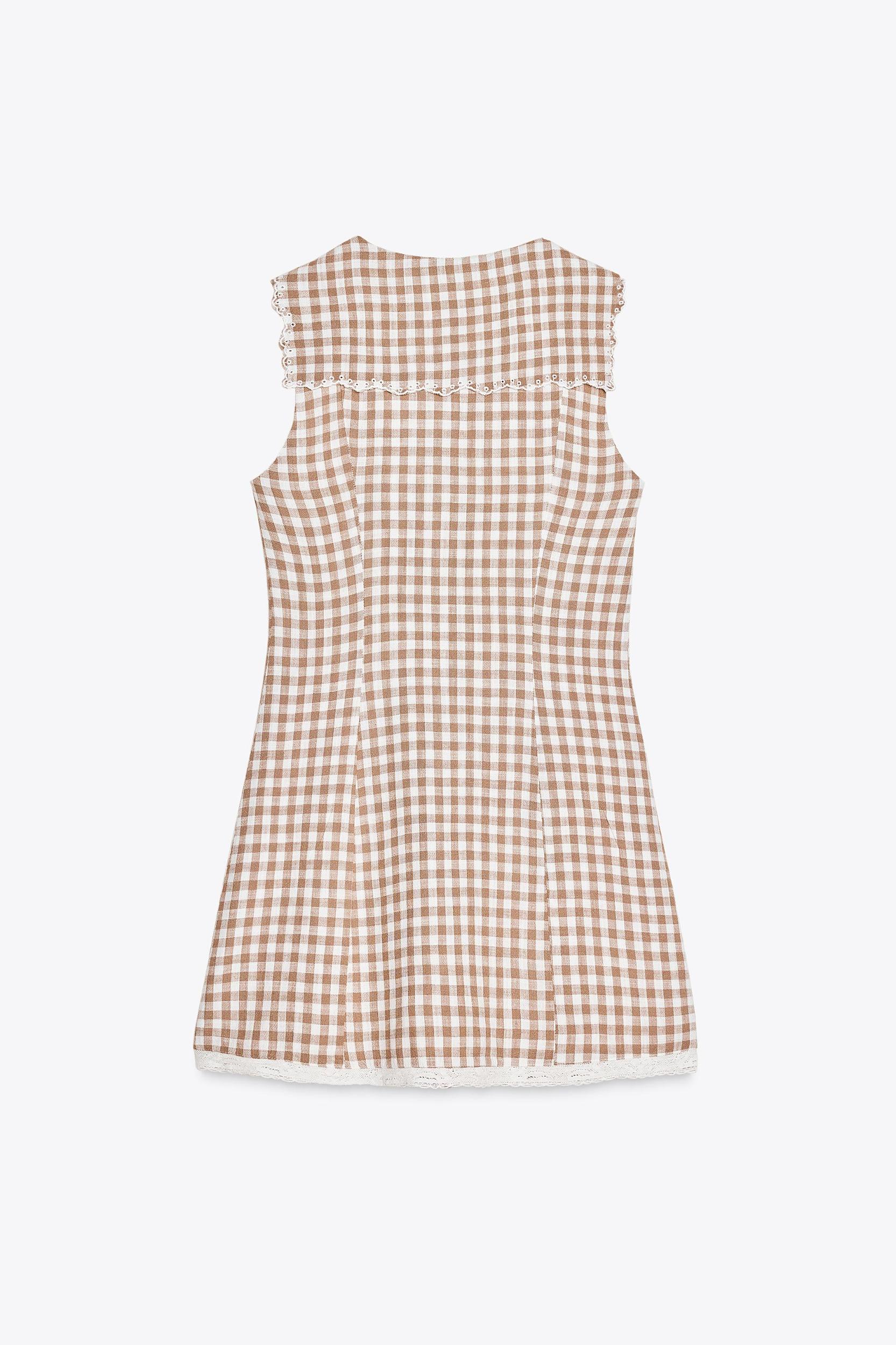 GINGHAM SHORT DRESS WITH PETER PAN COLLAR Product Image
