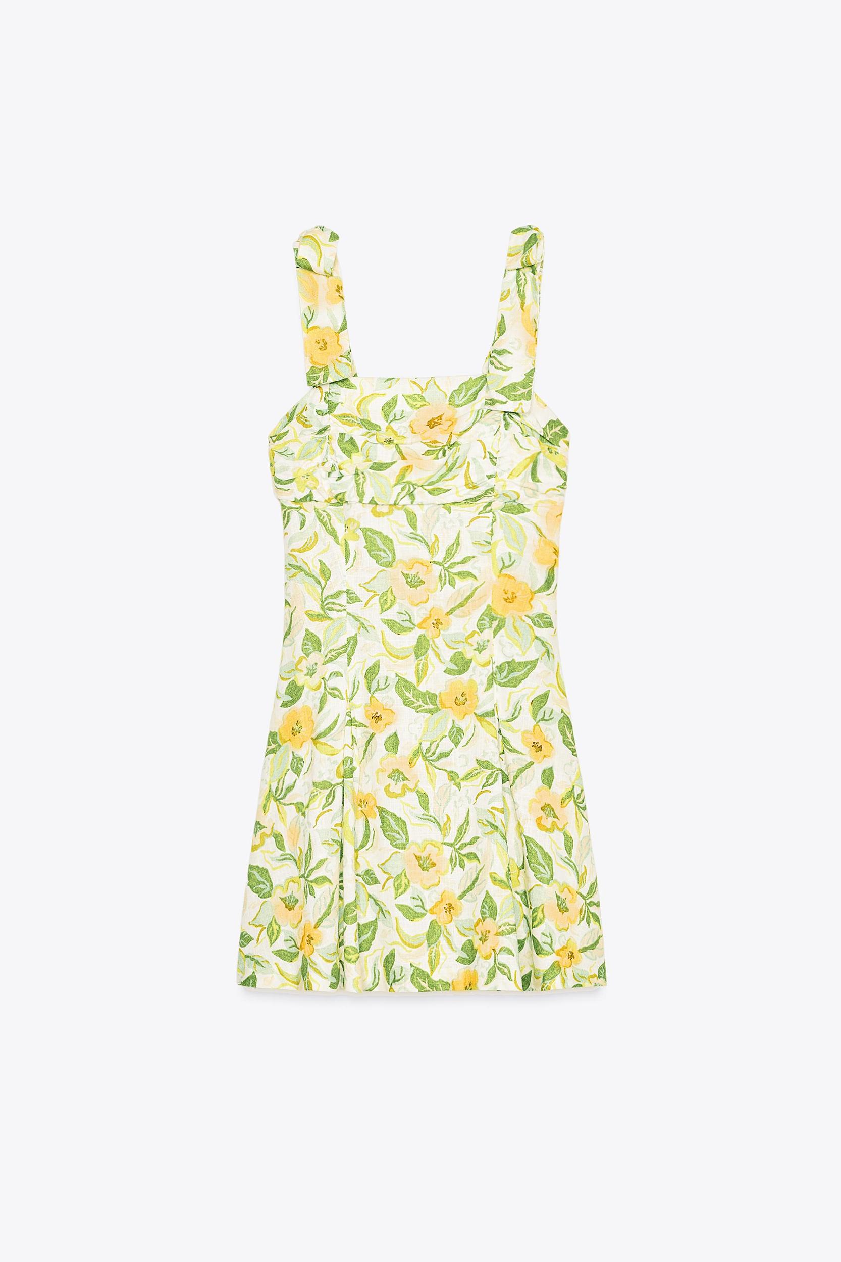 PRINTED LINEN SHORT DRESS Product Image