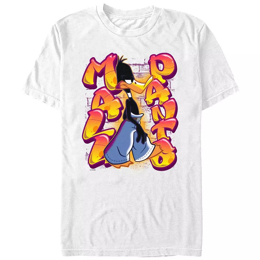 Men's Looney Tunes Daffy Duck Mall Pants Graphic Tee, Size: Large, White Product Image