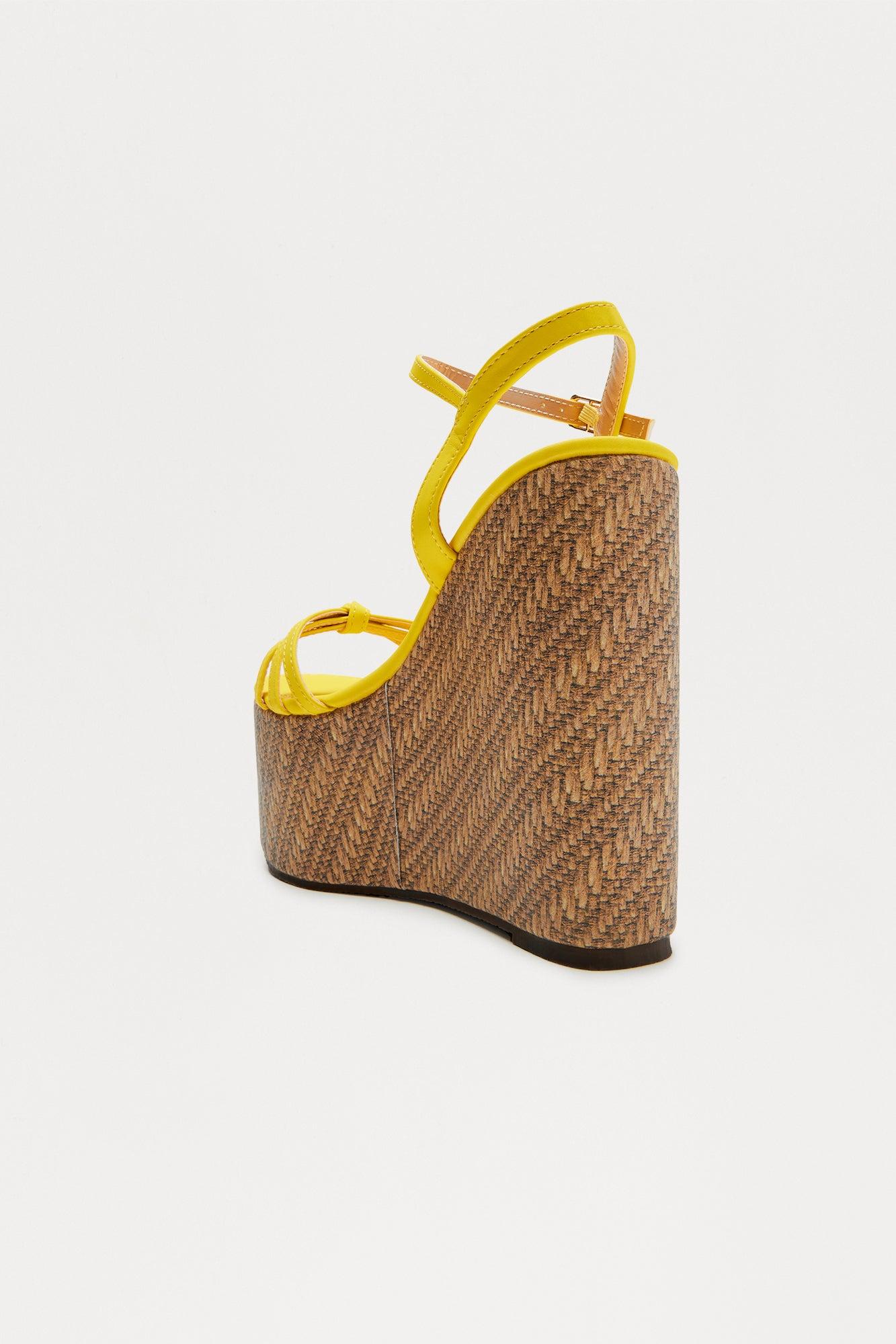 Wes Raffia Platform Wedges - Yellow Female Product Image