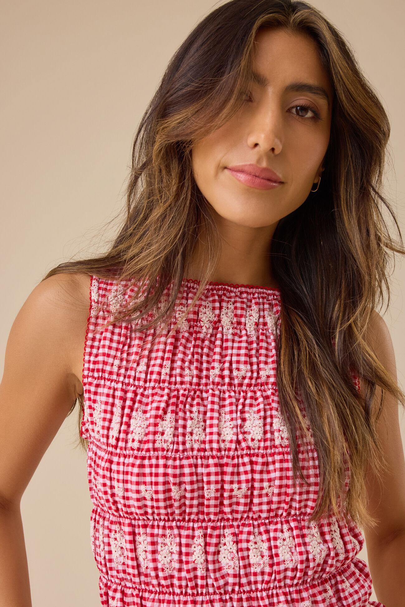 Jordan Gingham Smocked Tank Product Image