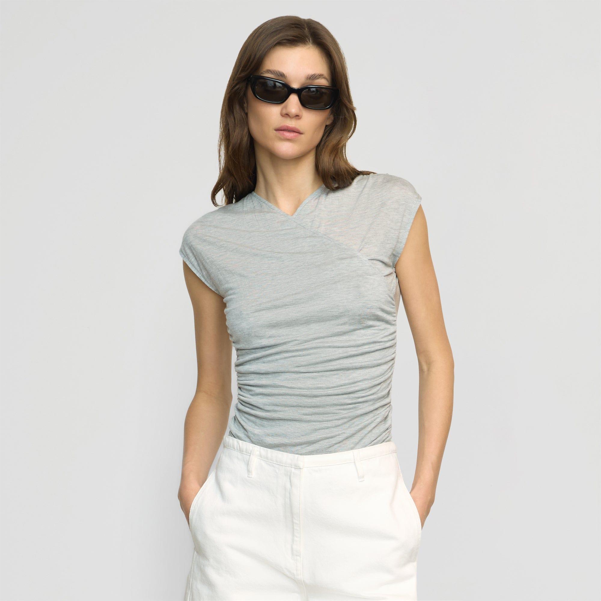 Lila Tencel Wrap-Neck Tee Product Image