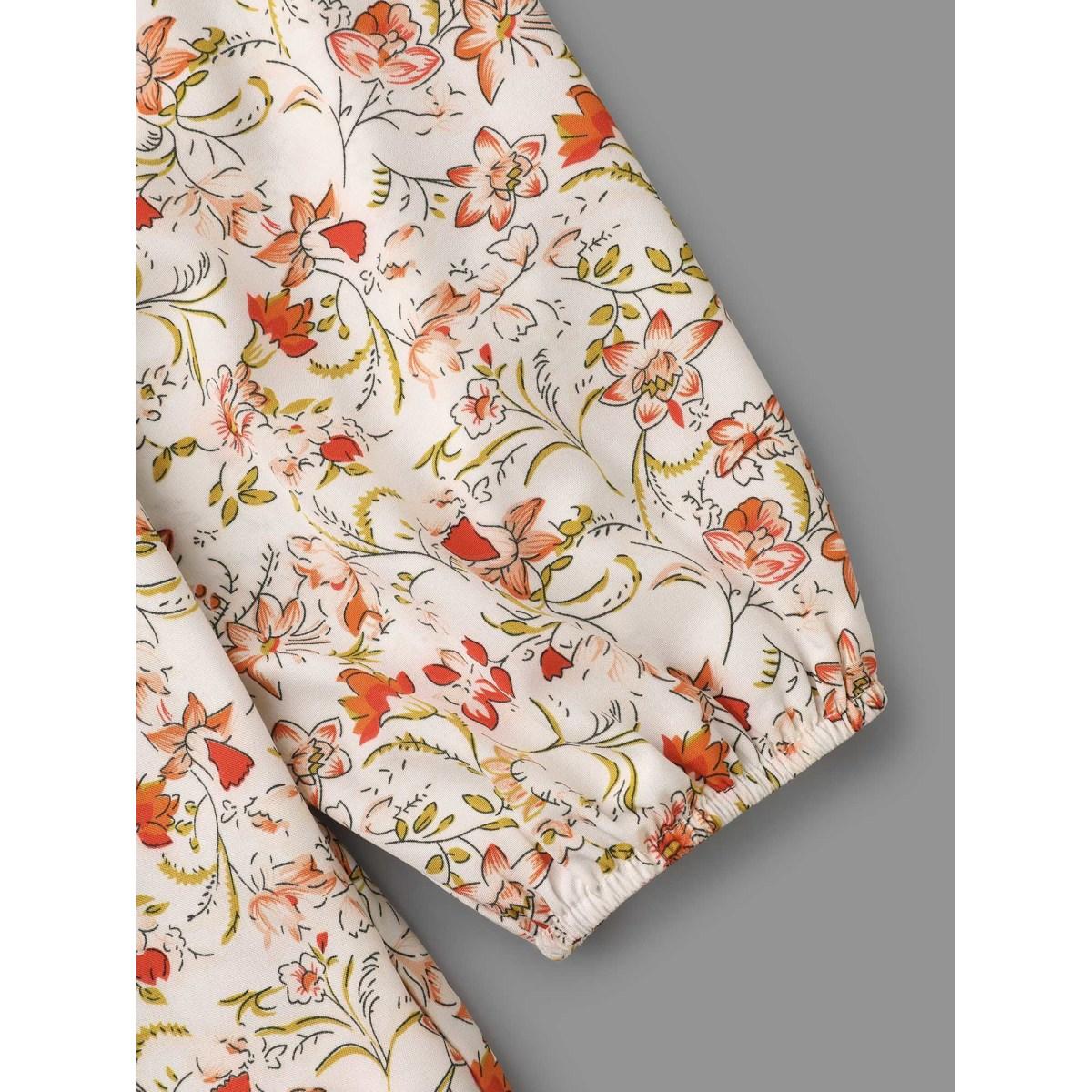 Plus Size Multicolor V Neck Ditsy Floral Contrast Webbing Blouse Women Elegant Long Sleeve V-neck Everyday Blouses BloomChic 14-16/1X Product Image