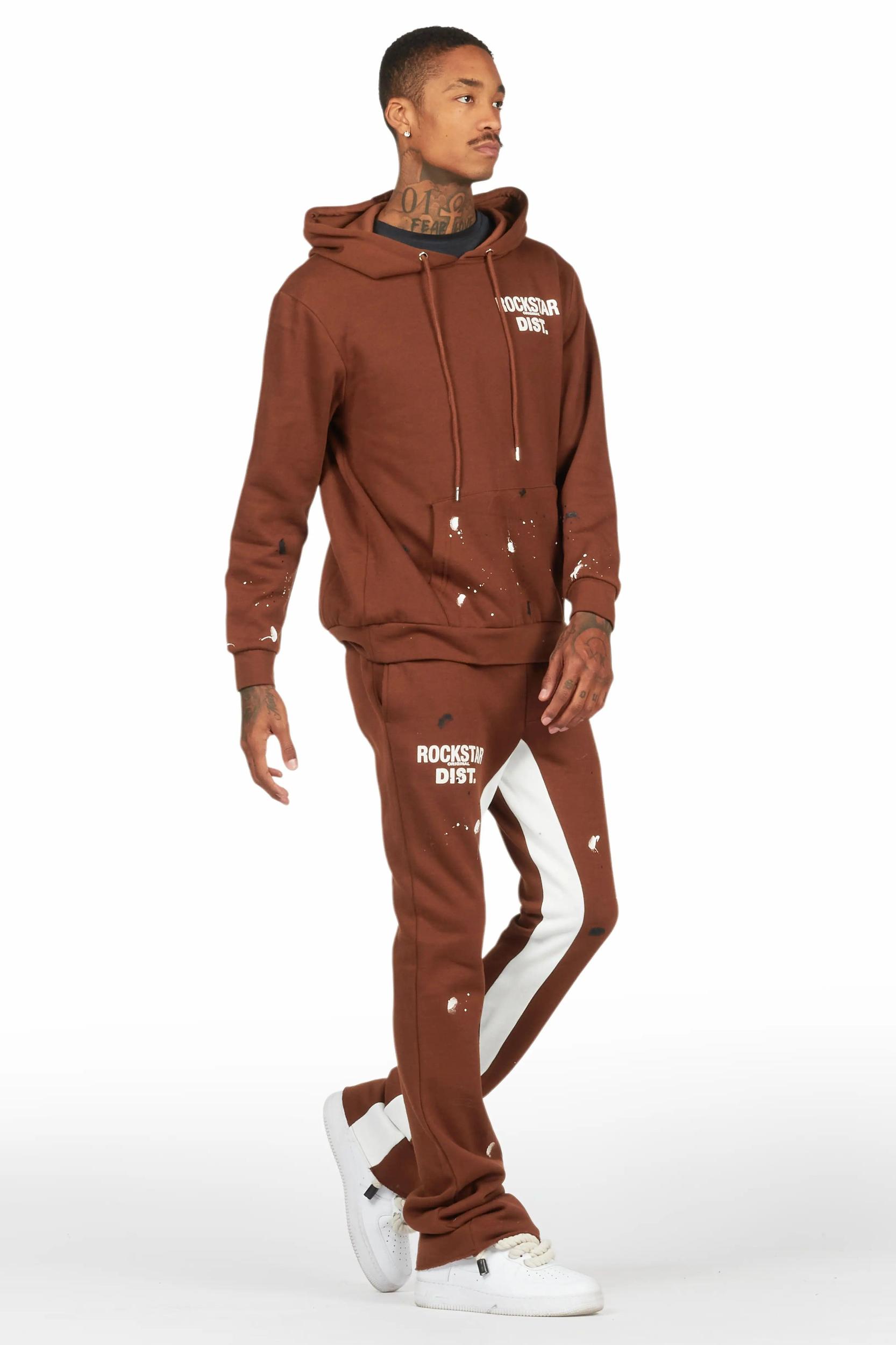 Jaco Brown Hoodie Baggy Fit Pant Track Set Male Product Image