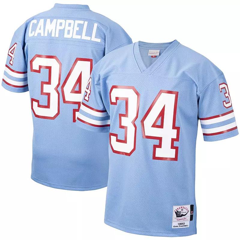 Men's Mitchell & Ness Earl Campbell Light Blue Houston Oilers 1980 Authentic Throwback Retired Player Jersey,  Product Image