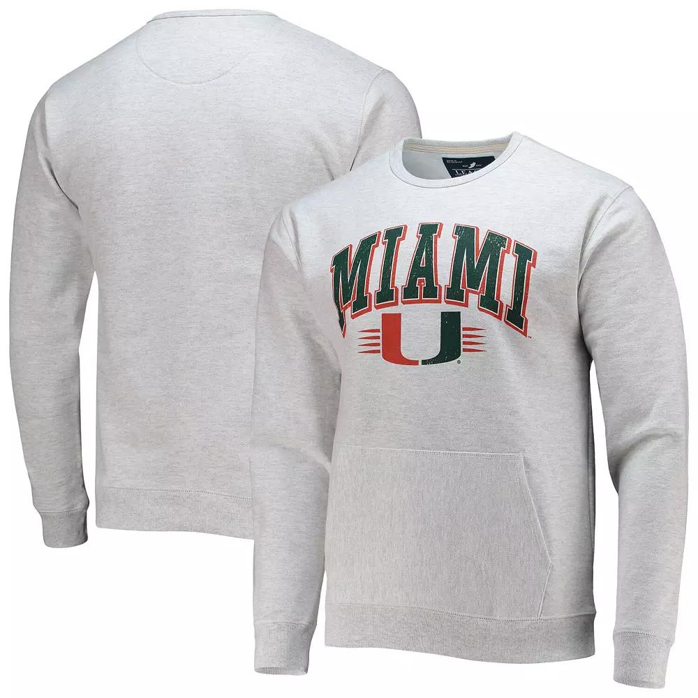 Men's League Collegiate Wear Heathered Gray Miami Hurricanes Upperclassman Pocket Pullover Sweatshirt, Size: 2XL, Grey Product Image