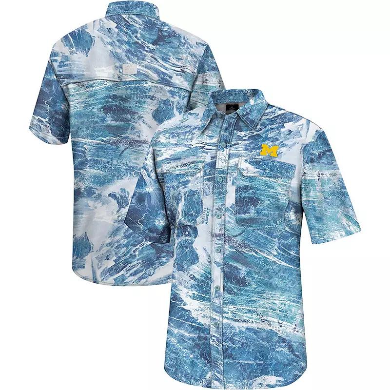Men's Colosseum Blue Penn State Nittany Lions Realtree Aspect Charter Full-Button Fishing Shirt,  Product Image