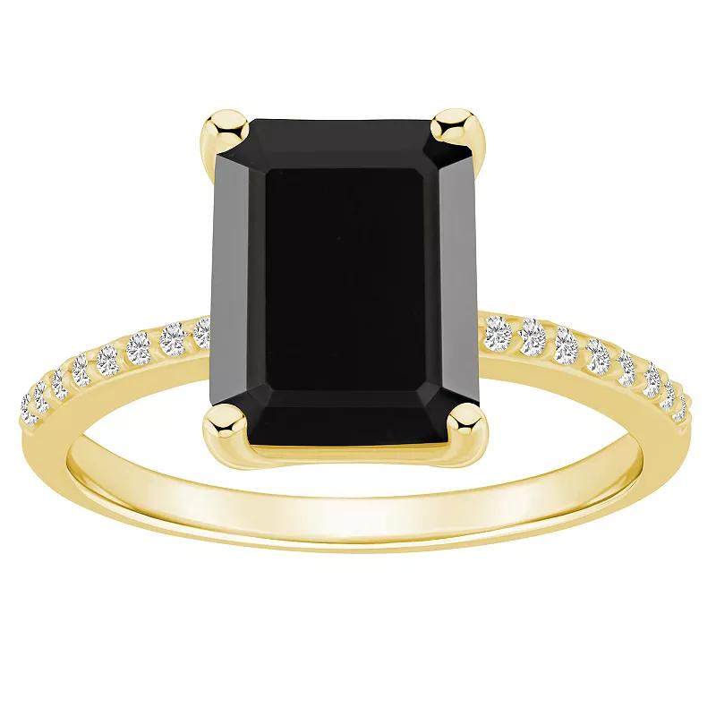 Alyson Layne 14k White Gold Emerald Cut Gemstone 1/10 Carat T.W. Diamond Ring, Women's, Size: 7, Black Product Image