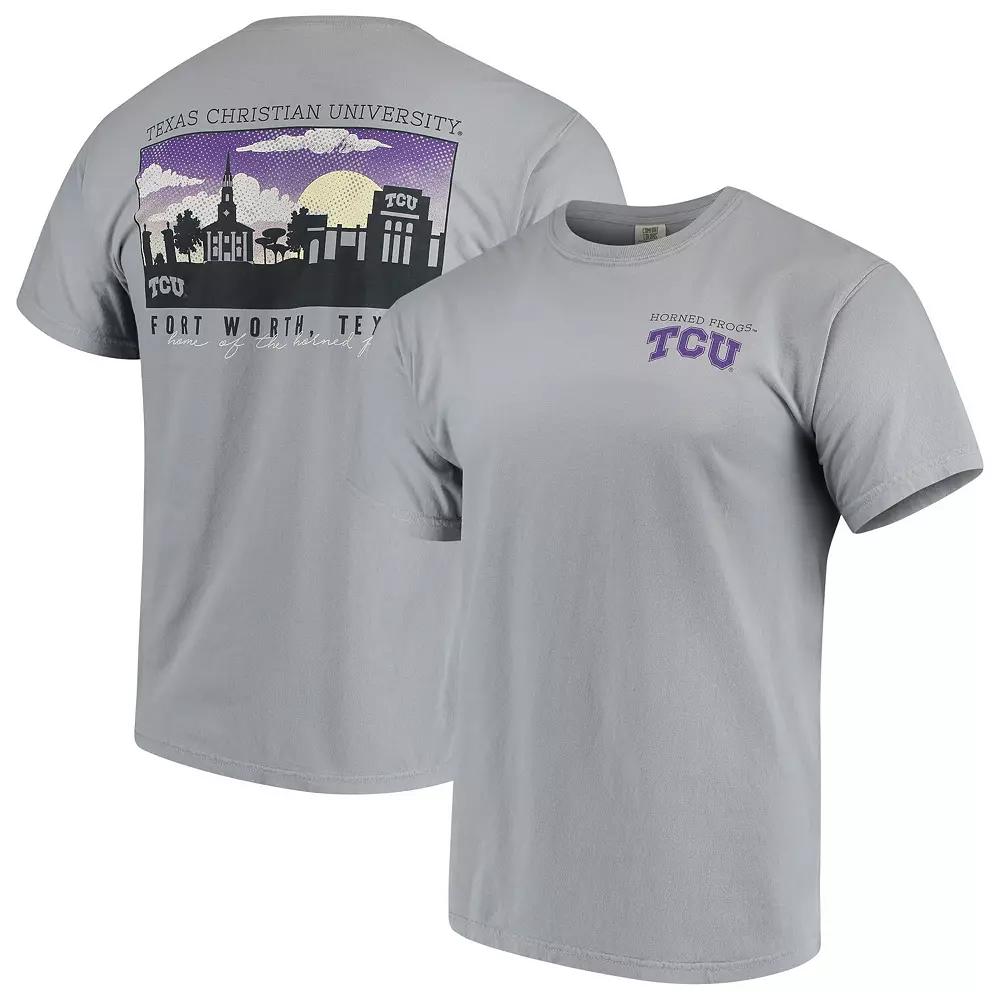Men's Gray TCU Horned Frogs Team Comfort Colors Campus Scenery T-Shirt,  Product Image