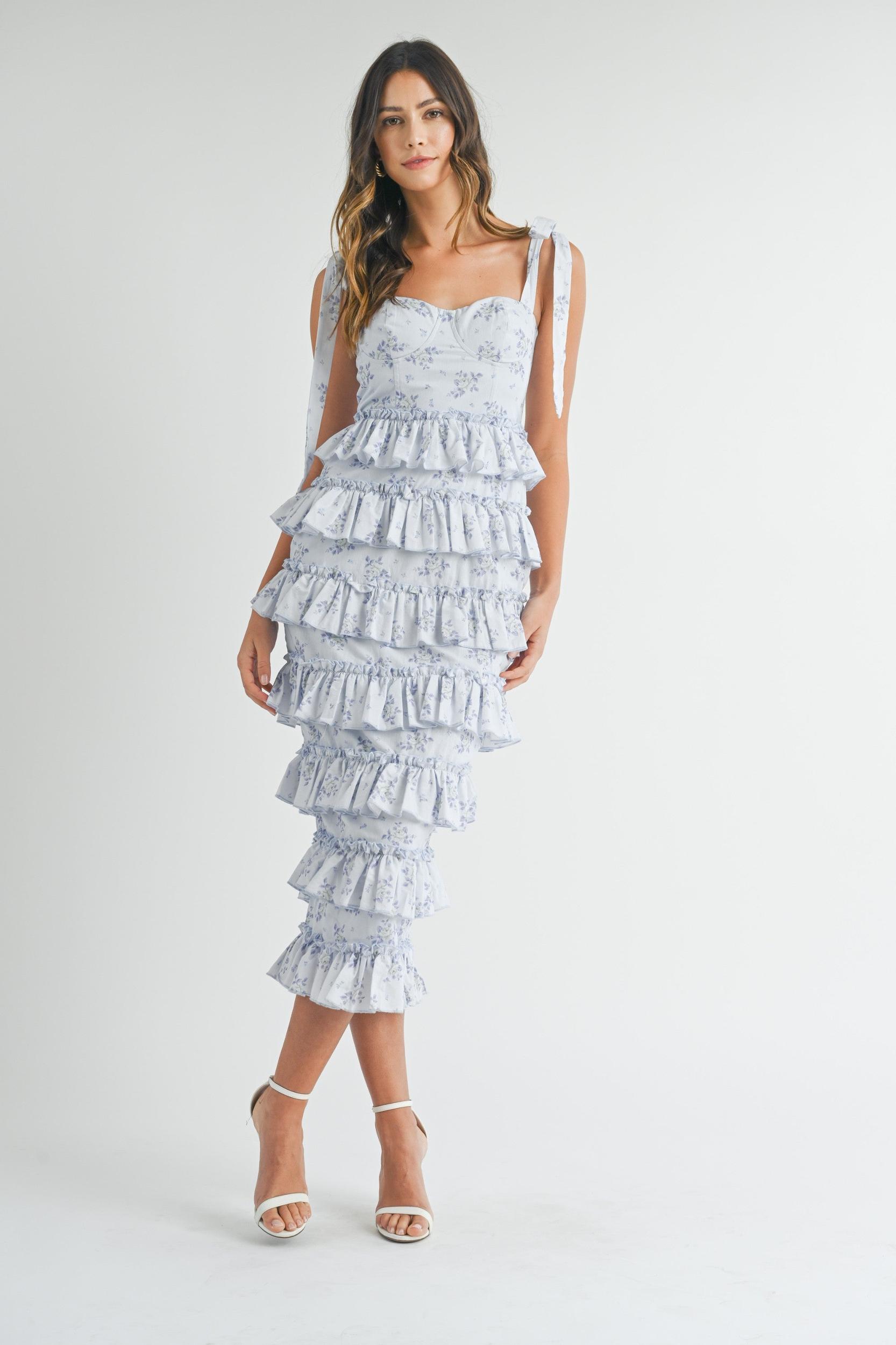 FINAL SALE Nina Floral Midi Dress | Lilac Product Image