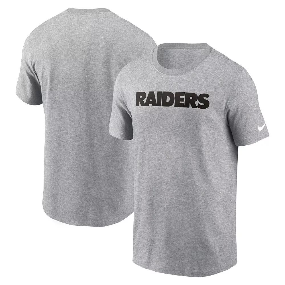 Men's Nike Heather Gray Las Vegas Raiders Primetime Wordmark Essential T-Shirt,  Product Image